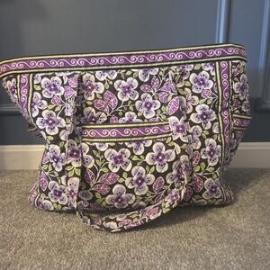 Floral Tote Bag - Purple and Green